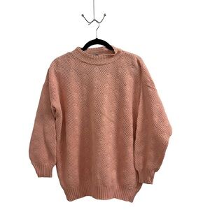 Willowridge vintage pink crochet mock neck sweater
